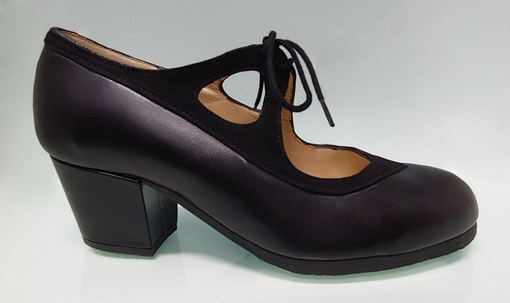 Professional Flamenco Dance Shoe in Black Leather and Suede