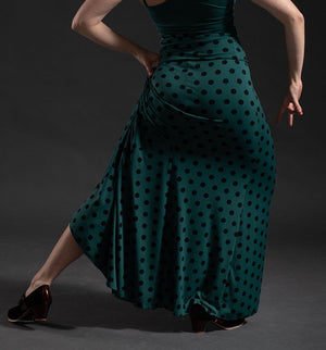 Falda Flamenco Victoria Verde con Lunar Negro
