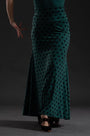 Jupe flamenco verte à pois noirs