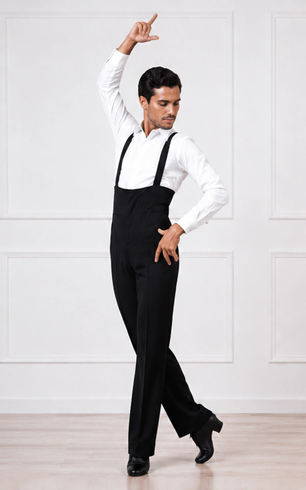Pantalon de flamenco noir pour homme avec bretelles élastiques