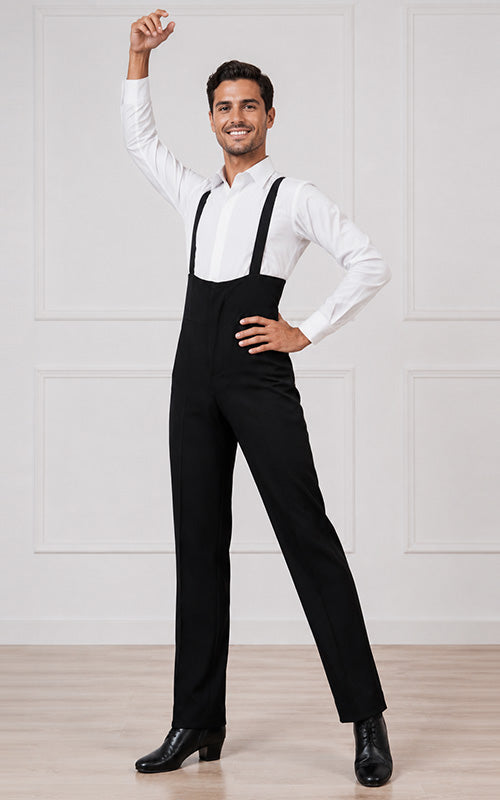 Pantalon de flamenco noir pour homme avec bretelles élastiques