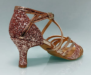 Chaussure de danse de salon combinée métallique et pailletée