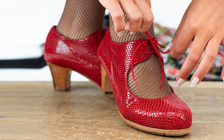 Zapato de baile flamenco profesional fantasía roja