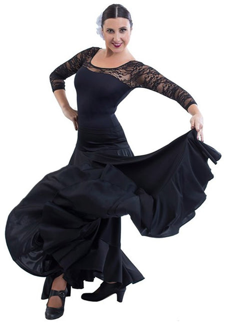 Jupe flamenco noire avec cape et volant