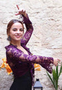 Flamenco cardigan in wine color with lace trim