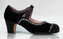 Chaussure de danse flamenco professionnelle en daim noir et cuir