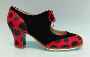 Chaussure de danse flamenco professionnelle noire et à pois