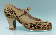 Zapato De Baile Flamenco Profesional Ante Beige y Fantasía con Hebilla