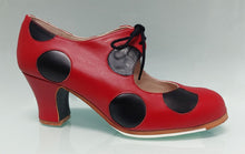 Zapato De Baile Flamenco Profesional con Cordones Rojo y Negro