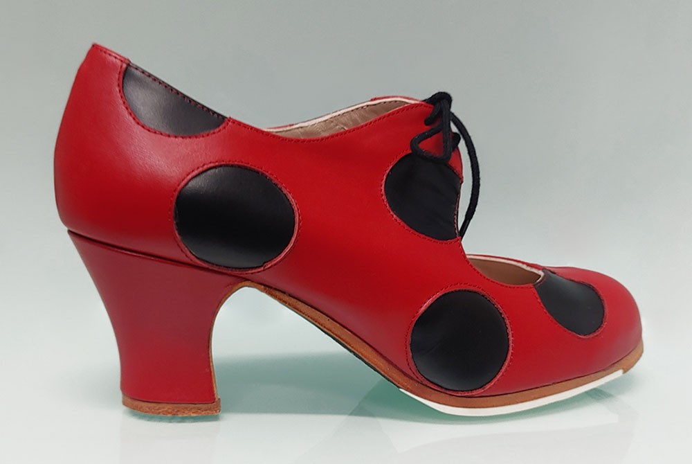 Professional Flamenco Dance Shoe with Red and Black Laces