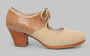 Zapato de baile flamenco profesional combinado en ante beige y fantasía