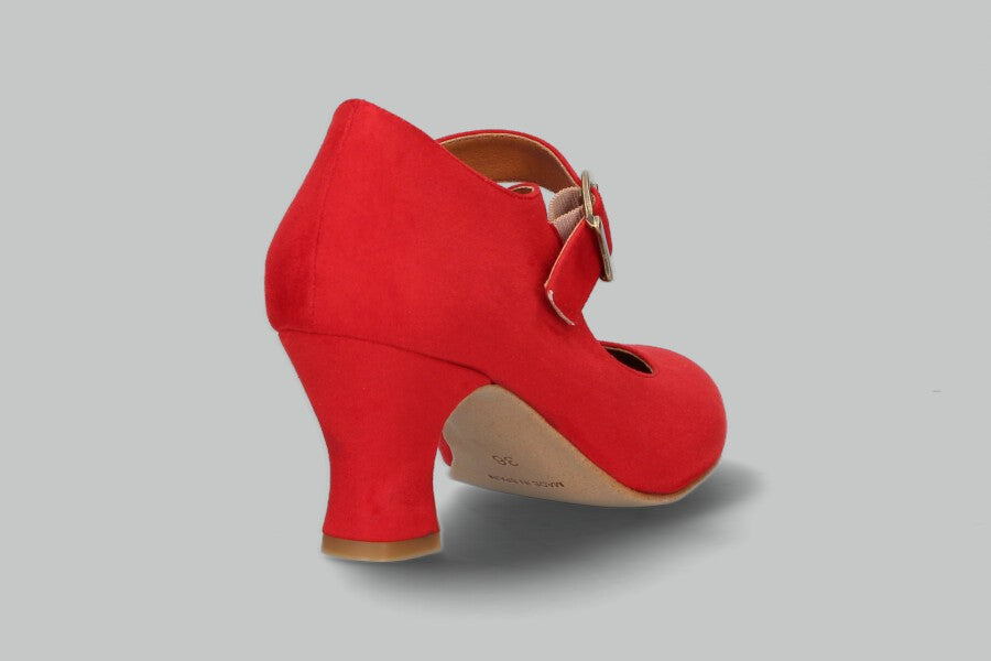 Flamenca  Antelina Rojo Con Hebilla Ancha