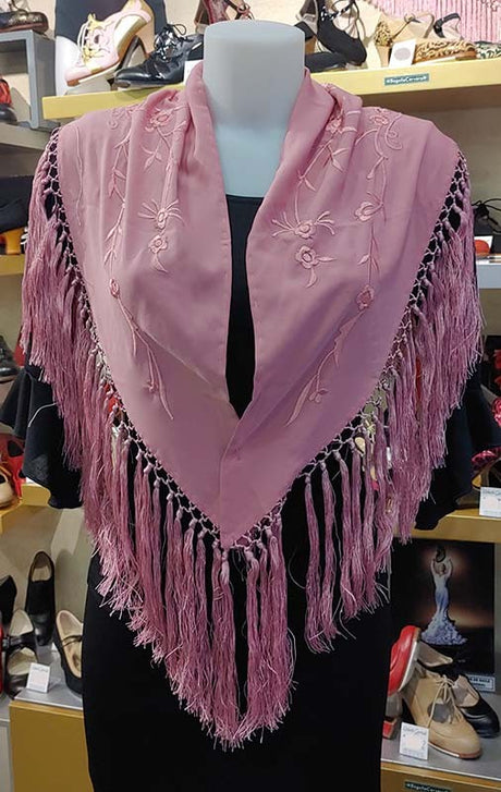 Châle de maquillage brodé avec fleurs de maquillage 130 cm.