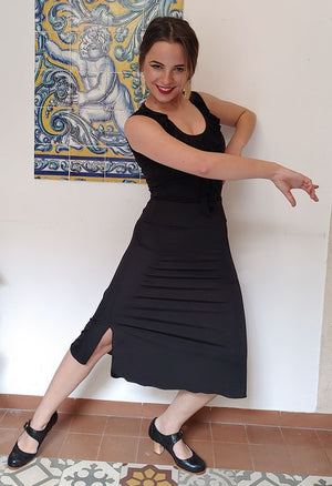Short Flamenco Skirt in Black Lycra Knit