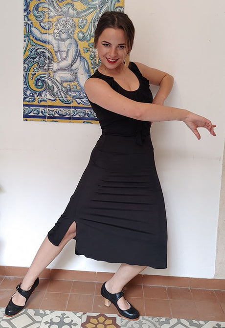 Jupe courte de flamenco en tricot lycra noir