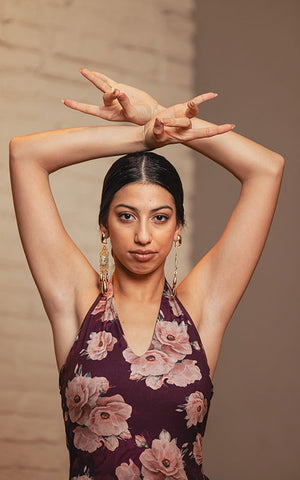 Flamenco bodysuit with a multi-colored print