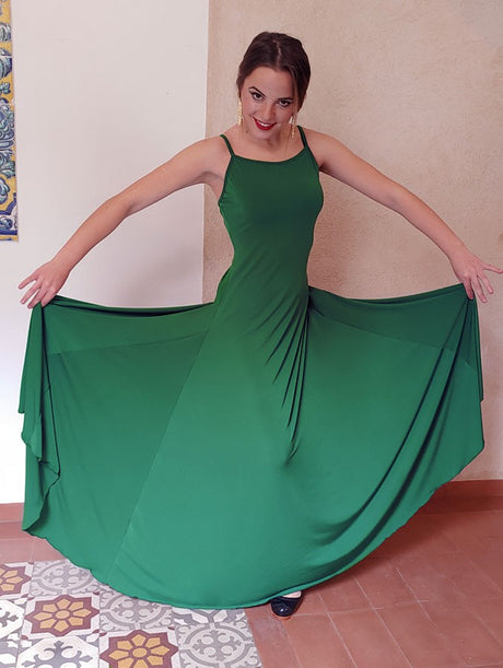 Robe de flamenco basique verte Rus