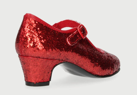 Chaussure de flamenco à paillettes rouges
