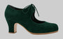 Professional flamenco dance shoe in bottle green suede