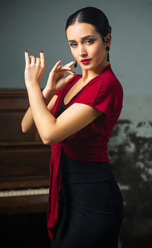 Cárdigan Flamenco Granate Manga Corta