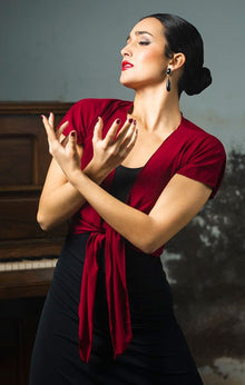 Cárdigan Flamenco Granate Manga Corta