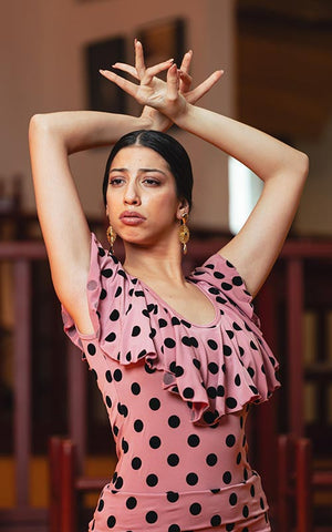 Flamenco bodysuit with a multi-colored print