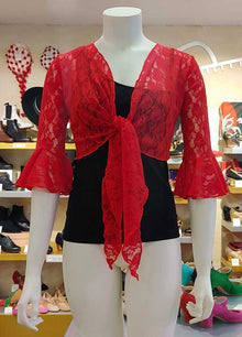 Cárdigan Flamenco Encaje Rojo Mujer
