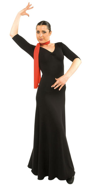 Robe de flamenco noire à manches 3/4