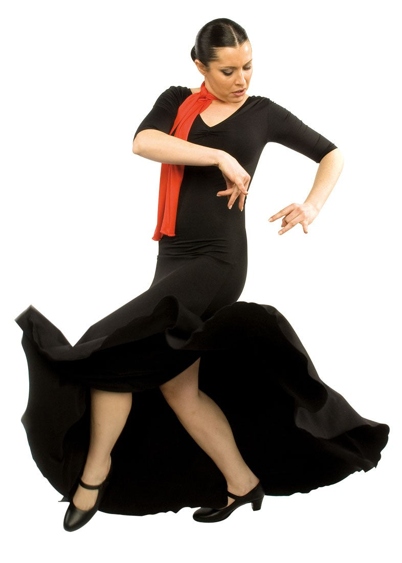 Robe de flamenco noire à manches 3/4