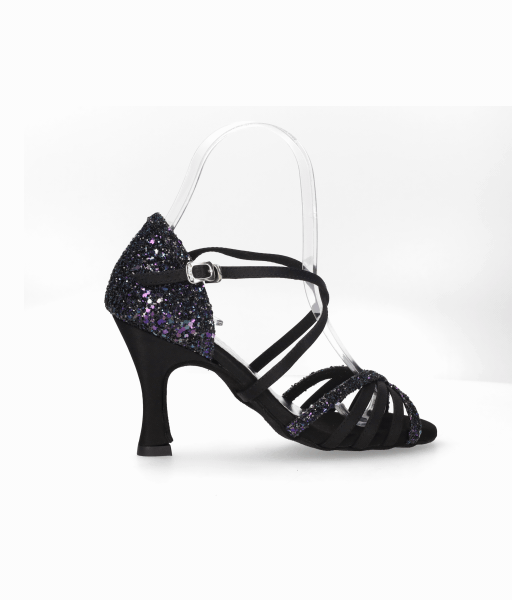 Black and glitter combination ballroom dance shoe.