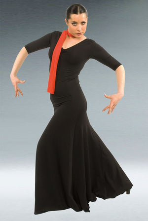 Robe de flamenco noire à manches 3/4