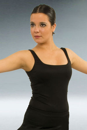 Black fitted T-shirt with wide straps