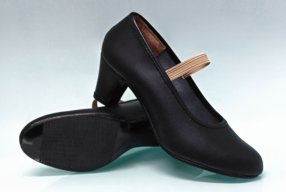 Chaussure amateur en cuir noir avec élastique – Zapatos de Baile