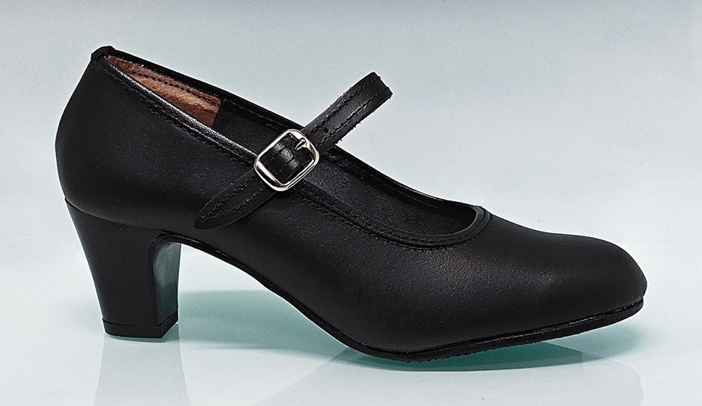 Chaussure amateur en cuir noir avec boucle