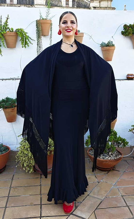 Châle uni noir à double tissage