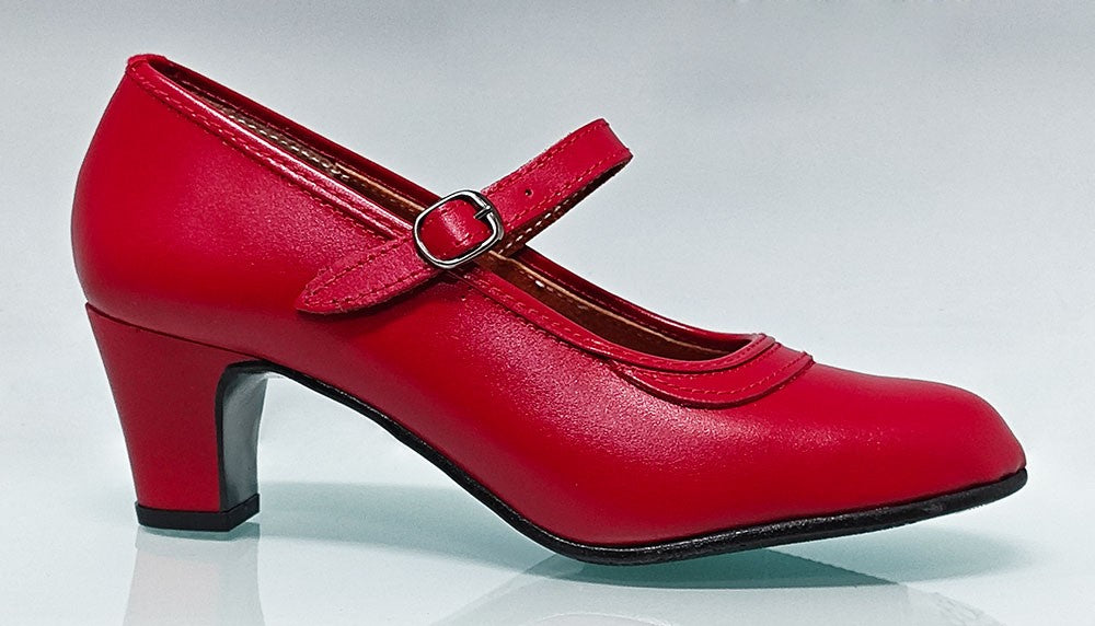Chaussure semi-professionnelle en cuir rouge avec boucle (pour débutants)
