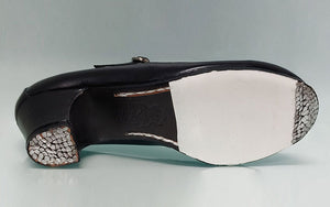 Chaussure de danse flamenco professionnelle, cuir noir, 5 cm.