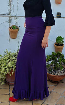 Burgundy Flamenco Skirt, Fitted to Mid-Thigh with Sash