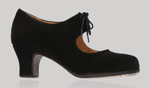 Professional black suede flamenco dance shoe