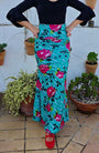 Falda flamenco verde esmeralda estampada de flores
