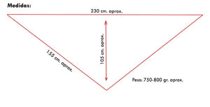 Mantón En Pico de Doble Tejido Estampado de Flores y Lunares Con Flecos Negros