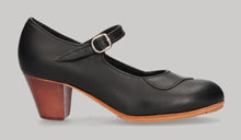 Zapato de baile flamenco profesional piel negro con hebilla