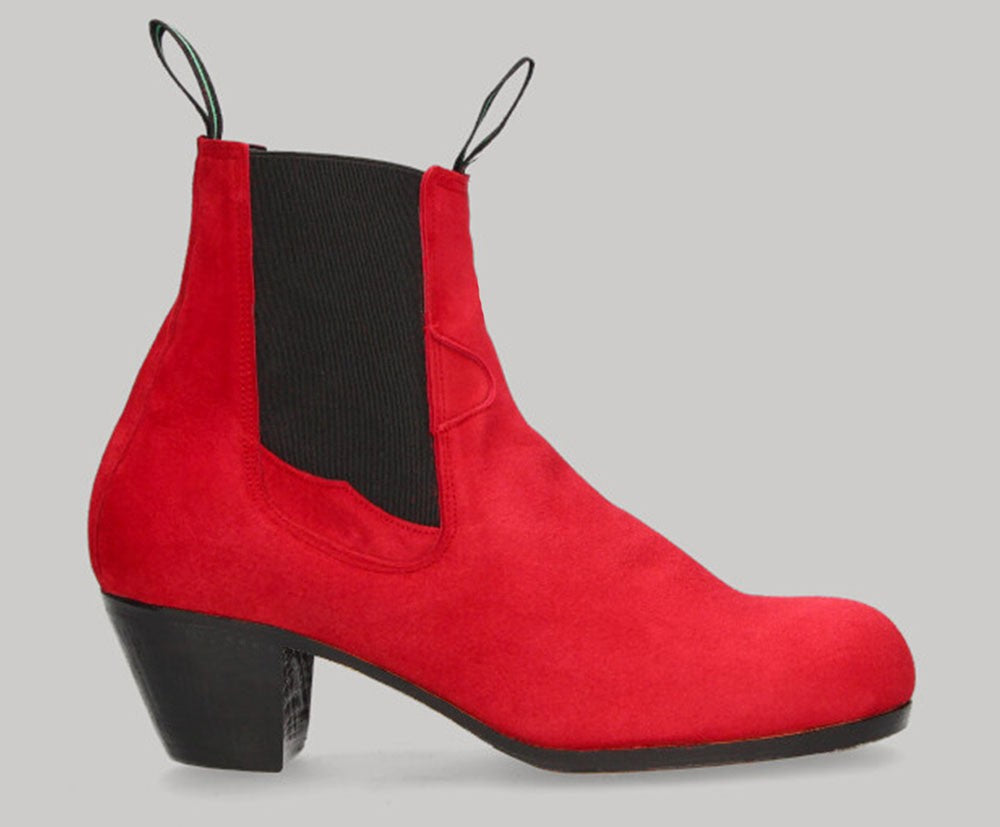 Botte de flamenco professionnelle en cuir suédé rouge