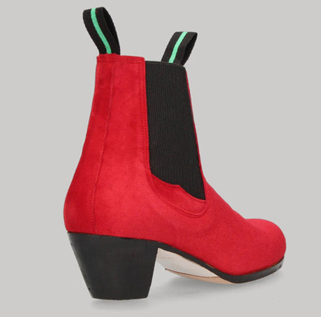 Botte de flamenco professionnelle en cuir suédé rouge