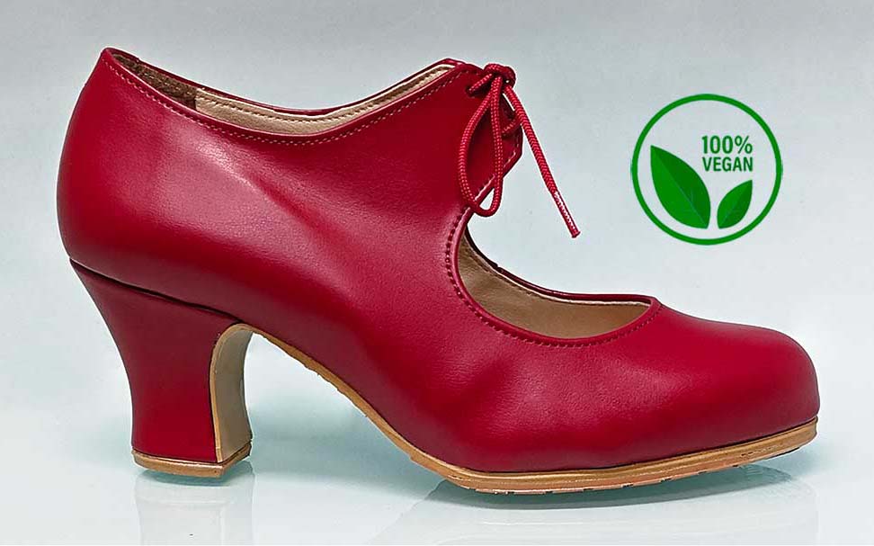Red "vegan" flamenco dance shoe