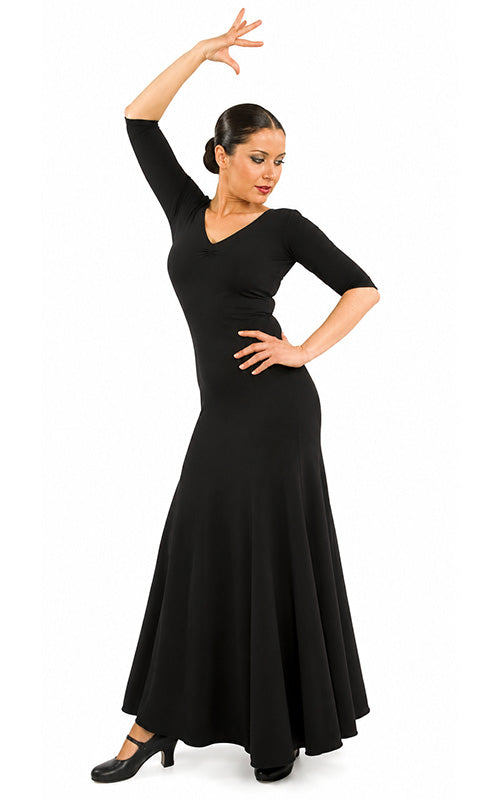 Vestido flamenco negro con manga 3/4