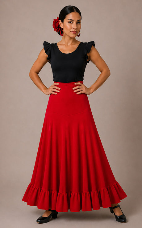 Falda flamenco roja con canesú y 1 volante