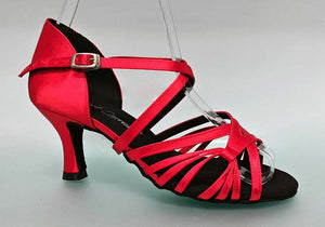 Chaussure de danse de salon en satin rouge