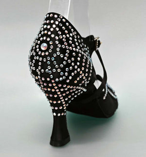 Chaussure de danse de salon en satin avec strass en cristal