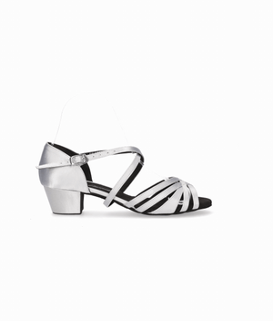 chaussure de danse de salon en satin argenté